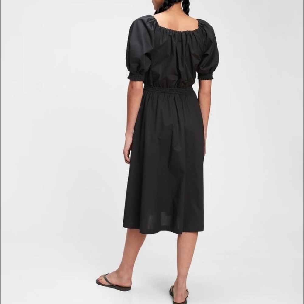 Gap Elasticized Smocked Poplin Cotton Casual Midi Dress